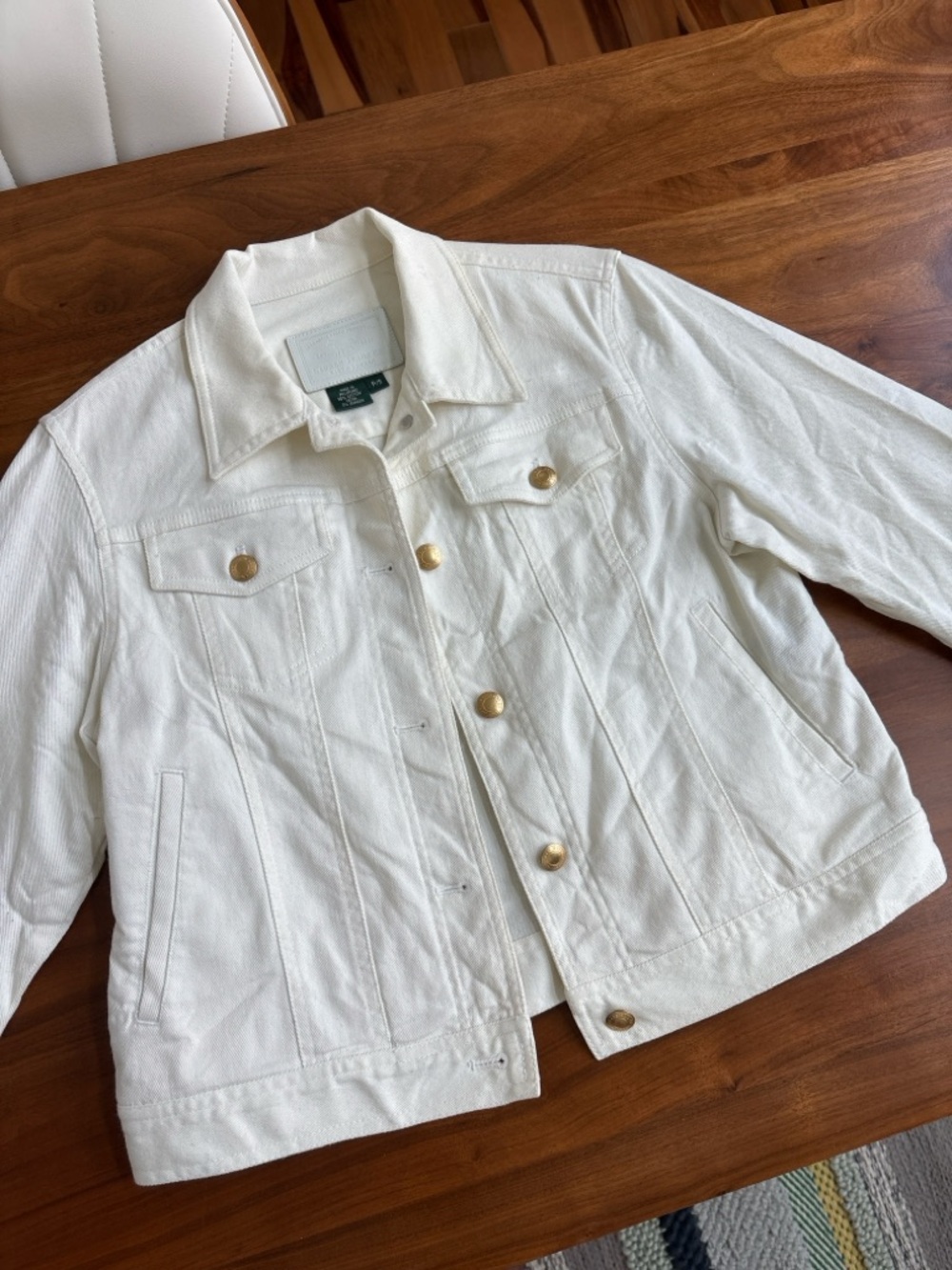 Lauren Jeans Co. Ralph Lauren Off-White Stretch Denim Jacket Petite Small - Picture 3 of 8